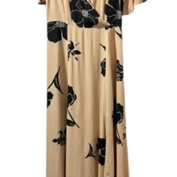 Nude/Black Floral Privacy Please Maxi Dress, Cocktails Parties Resort S - Picture 5 of 8